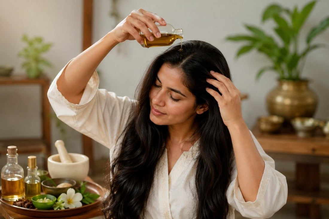 How to Use Ayurvedic Hair Oil Correctly (Step-by-Step Guide) - Rahat Rooh