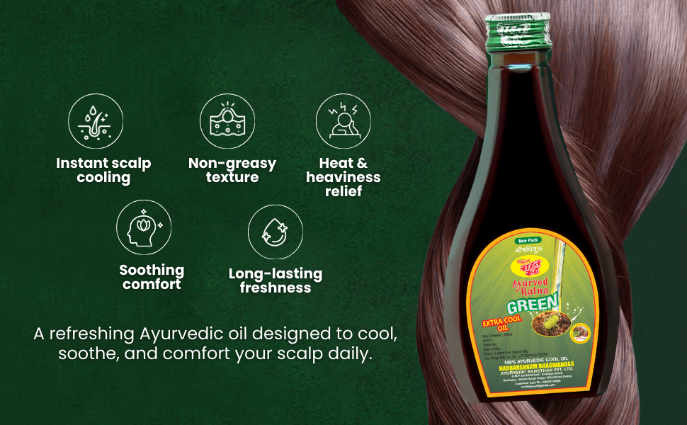Rahat Rooh Ayurvedic Ratna Green Hair Oil Power of 6 Ayurvedic Herbs A+ Image