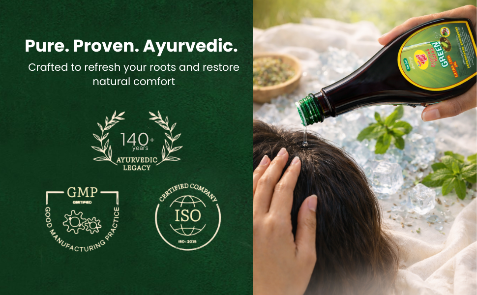 Rahat Rooh Ayurvedic Ratna Green Hair Oil Power of 6 Ayurvedic Herbs A+ Image