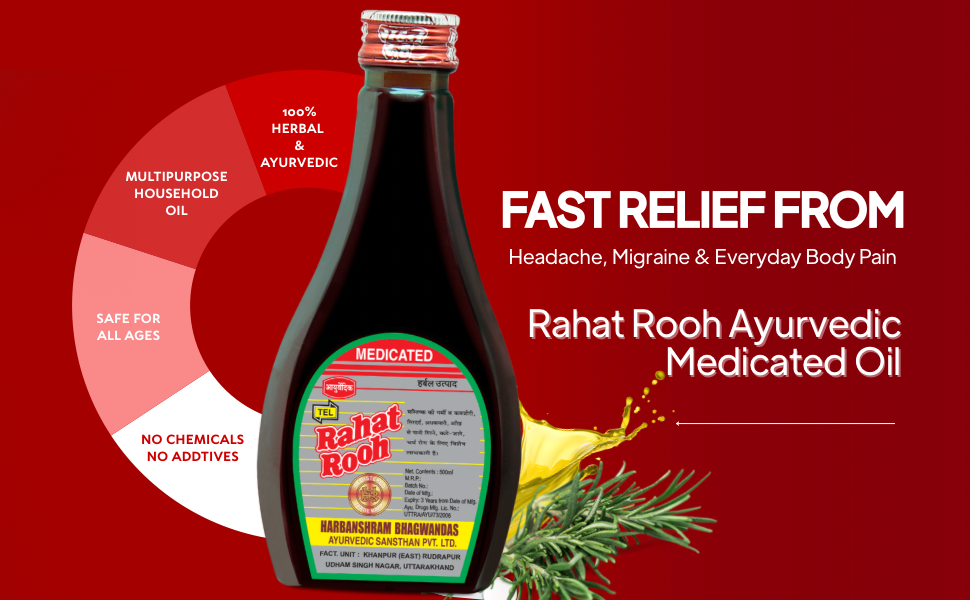 Rahat Rooh Ayurvedic Medicated Oil for Headache & Migraine Relief A+ Image